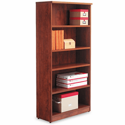 ALEVA636632MC Valencia Series Bookcase, 5 Shelves, 31-3/4w x 12-1/2d x 65h, Medium Cherry By ALERA