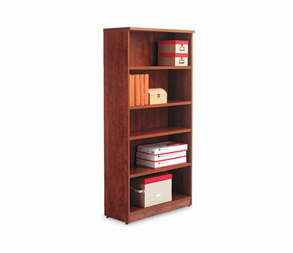 ALEVA636632MC Valencia Series Bookcase, 5 Shelves, 31-3/4w x 12-1/2d x 65h, Medium Cherry By ALERA