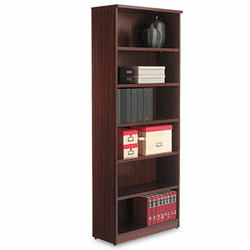 ALEVA638232MY Valencia Series Bookcase, 6 Shelves, 31-3/4w x 12-1/2d x 80-3/8h, Mahogany By ALERA