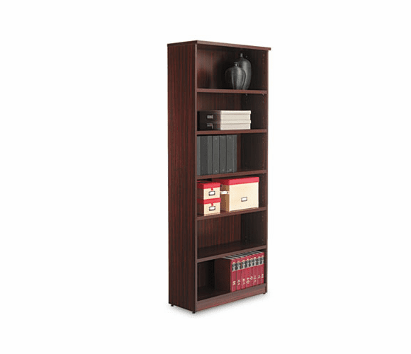 ALEVA638232MY Valencia Series Bookcase, 6 Shelves, 31-3/4w x 12-1/2d x 80-3/8h, Mahogany By ALERA