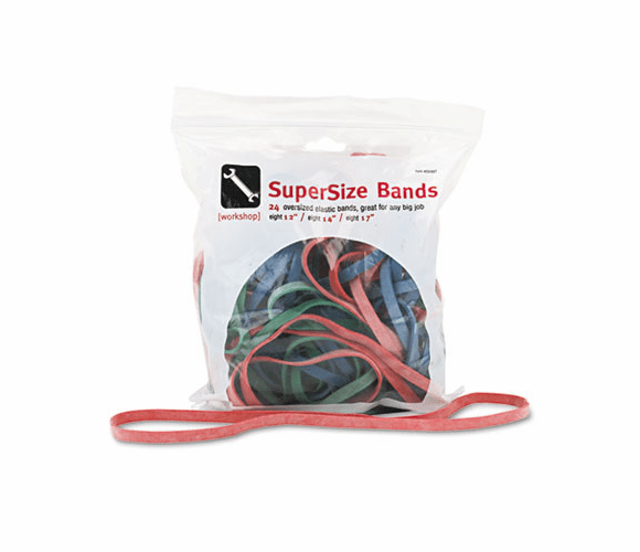 ALL08997 SuperSize Rubber Bands, 12: Red, 14" Green, 17" Blue, 1/4"w, 24/Pack By ALLIANCE RUBBER