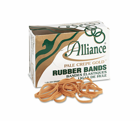 ALL20645 Pale Crepe Gold Rubber Bands, Size 64, 3-1/2 x 1/4, 1lb Box By ALLIANCE RUBBER
