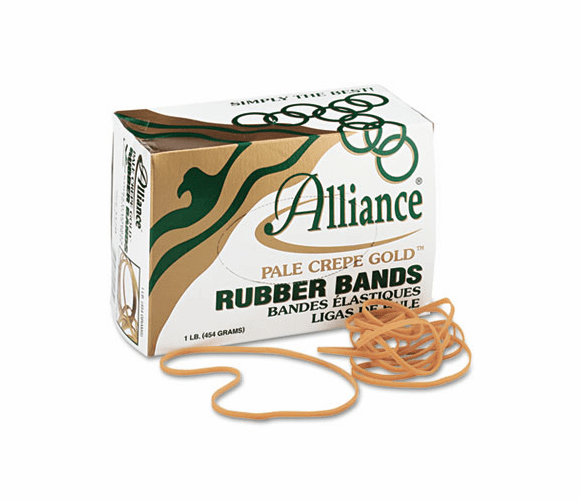 ALL21405 Pale Crepe Gold Rubber Bands, Size 117B, 7 x 1/8, 1lb Box By ALLIANCE RUBBER