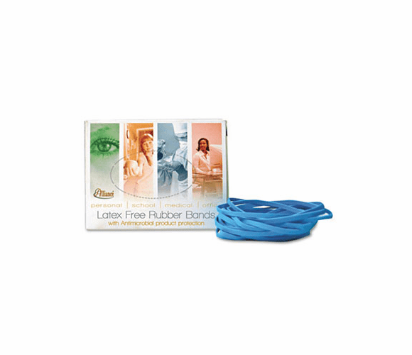 ALL42649 Latex Blue Antimicrobial Cyan Blue Rubber Bands, Sz. #64, 3-1/2 x 1/4, 1/4lb Box By ALLIANCE RUBBER