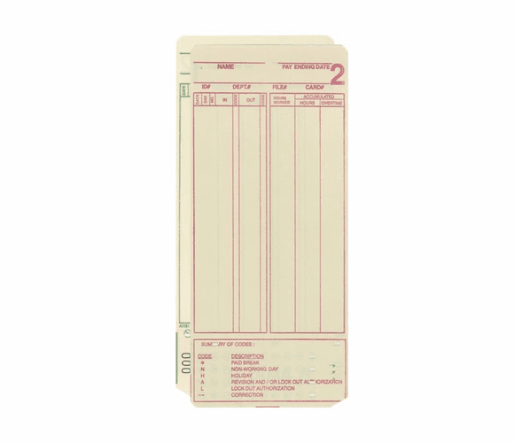 AMA-099000 Time Cards; 0-99 employee count (1000/pk) By Amano