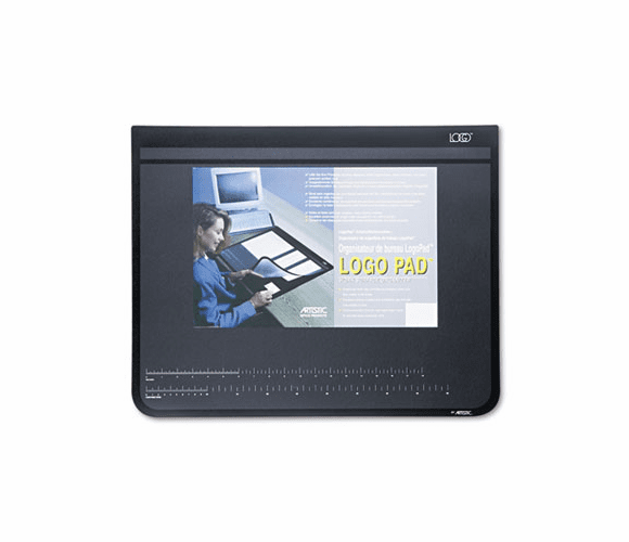 AOP41100S Logo Pad Desktop Organizer with Clear Overlay, 24 x 19, Black By ARTISTIC LLC