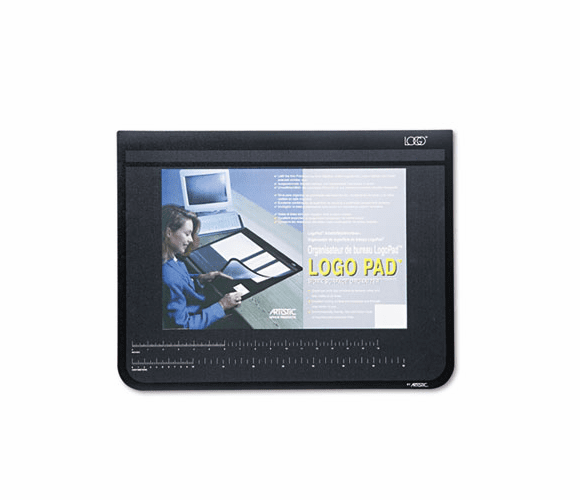AOP41700S Logo Pad Desktop Organizer with Clear Overlay, 22 x 17, Black By ARTISTIC LLC