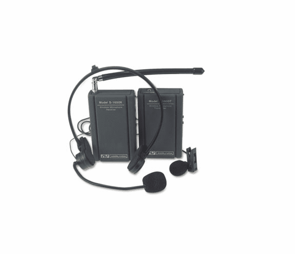 APLS1600 Wireless Lapel Microphone Kit, Two Frequencies, 300 ft. Range By AMPLIVOX PORTABLE SOUND SYS.