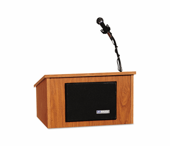 APLS250WT Sound System Tabletop Lectern, 24w x 20d x 14h, Walnut By AMPLIVOX PORTABLE SOUND SYS.