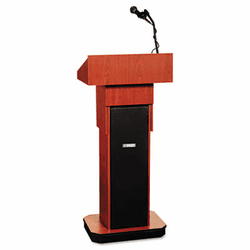 APLS505AMH Executive Adjustable Sound Column Lectern, 21w x 15d x 46-1/2h, Mahogany By AMPLIVOX PORTABLE SOUND SYS.