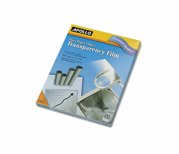 APOPP100C Laser Copier Transparency Film, Letter, Clear, 100/Box By APOLLO AUDIO VISUAL