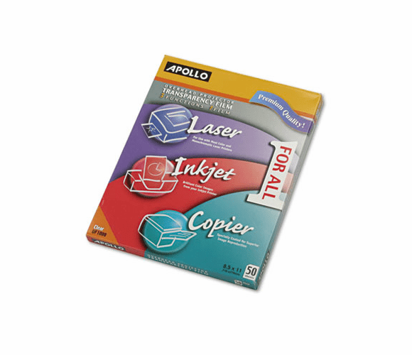 APOUF1000E Multipurpose Transparency Film, Letter, Clear, 50/Box By APOLLO AUDIO VISUAL