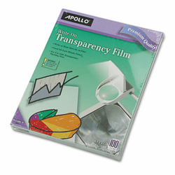 APOWO100CB Write-On Transparency Film, Letter, Clear, 100/Box By APOLLO AUDIO VISUAL