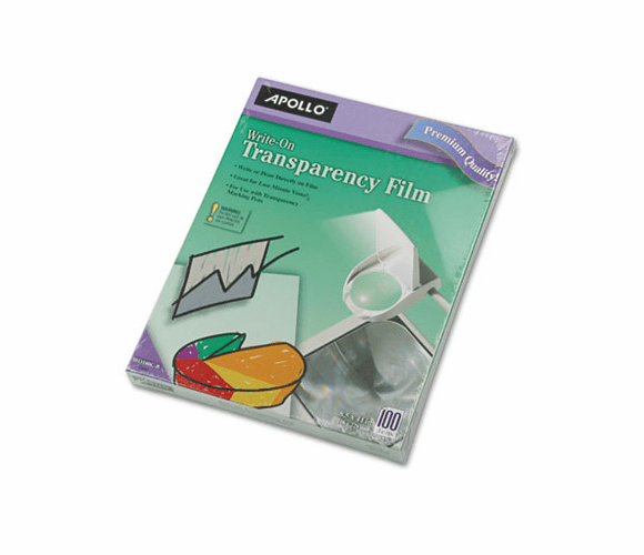 APOWO100CB Write-On Transparency Film, Letter, Clear, 100/Box By APOLLO AUDIO VISUAL