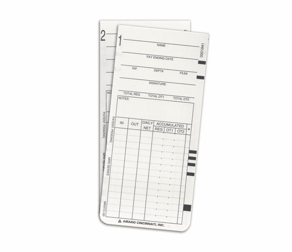 ARX-101300 Weekly or Bi-Weekly Time Cards; 100/pk (MRX-35 ONLY) By Amano