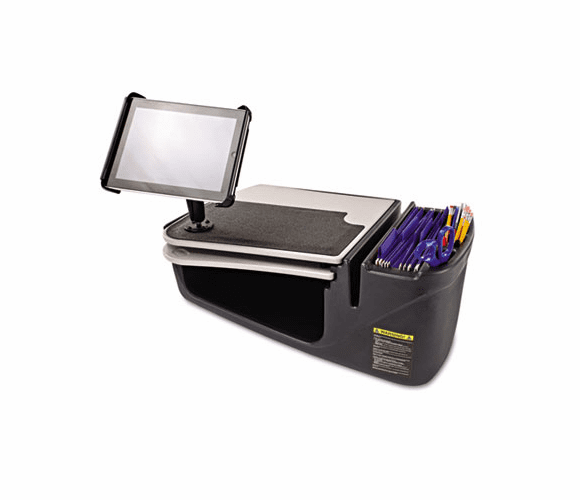 AUE10004 Car Desk with Retractable Writing Surface, Tablet Mount, Supply Organizer, Gray By AUTOEXEC INC