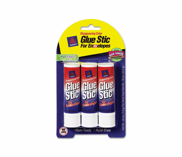 AVE00134 Glue Stic for Envelopes, .26 oz, Stick, 3/Pack By AVERY-DENNISON