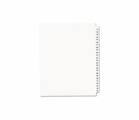 AVE01332 Avery-Style Legal Side Tab Divider, Title: 51-75, Letter, White, 1 Set By AVERY-DENNISON