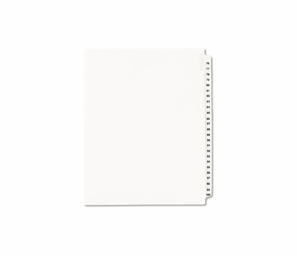 AVE01333 Avery-Style Legal Side Tab Divider, Title: 76-100, Letter, White, 1 Set By AVERY-DENNISON