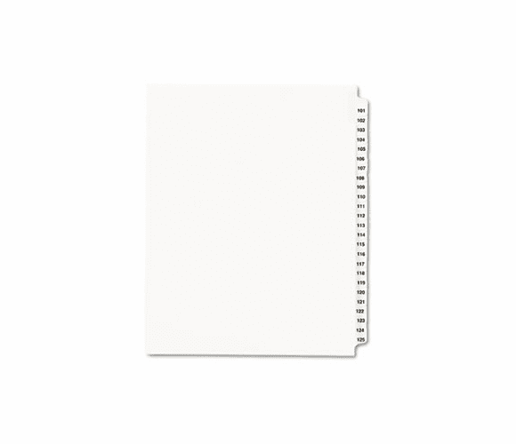 AVE01334 Avery-Style Legal Side Tab Divider, Title: 101-125, Letter, White, 1 Set By AVERY-DENNISON