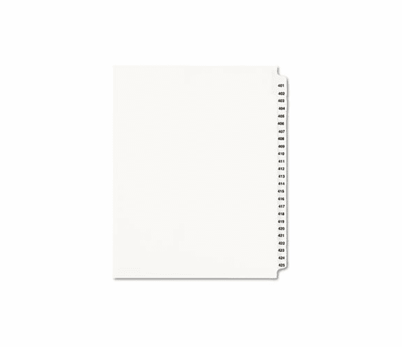 AVE01346 Avery-Style Legal Side Tab Divider, Title: 401-425, Letter, White, 1 Set By AVERY-DENNISON