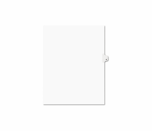 AVE01411 Avery-Style Legal Side Tab Dividers, One-Tab, Title K, Letter, White, 25/Pack By AVERY-DENNISON