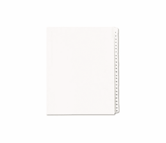 AVE01701 Allstate-Style Legal Side Tab Dividers, 25-Tab, 1-25, Letter, White, 25/Set By AVERY-DENNISON