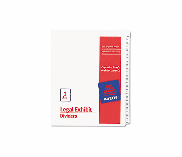 AVE01703 Allstate-Style Legal Side Tab Dividers, 25-Tab, 51-75, Letter, White, 25/Set By AVERY-DENNISON