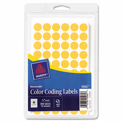 AVE05062 Removable Self-Adhesive Color-Coding Labels, 1/2in dia, Neon Orange, 840/Pack By AVERY-DENNISON
