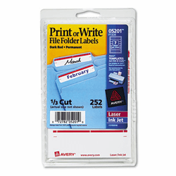 AVE05201 Print or Write File Folder Labels, 11/16 x 3-7/16, White/Dark Red Bar, 252/Pack By AVERY-DENNISON