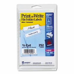 AVE05202 Print or Write File Folder Labels, 11/16 x 3-7/16, White, 252/Pack By AVERY-DENNISON