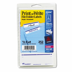 AVE05204 Print or Write File Folder Labels, 11/16 x 3-7/16, White/Purple Bar, 252/Pack By AVERY-DENNISON