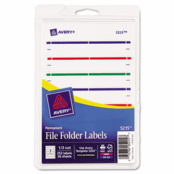 AVE05215 Print or Write File Folder Labels, 11/16 x 3-7/16, White/Assorted Bars, 252/Pack By AVERY-DENNISON