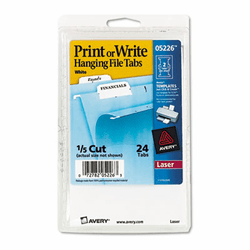 AVE05226 Print/Write-On Hanging Tabs, 1/5 Tab, 2 1/16 Inch, White, 24/Pack By AVERY-DENNISON