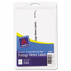 AVE05289 Postage Meter Labels for Personal Post Office E700, 1-3/16 x 6, White, 60/Pack By AVERY-DENNISON