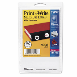 AVE05408 Print or Write Removable Multi-Use Labels, 3/4in dia, White, 1008/Pack By AVERY-DENNISON
