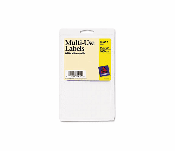 AVE05412 Removable Multi-Use Labels, 5/16 x 1/2, White, 1000/Pack By AVERY-DENNISON