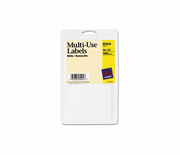 AVE05424 Self-Adhesive Removable Multi-Use Labels, 5/8 x 7/8, White, 1000/Pack By AVERY-DENNISON