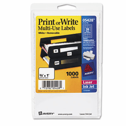 AVE05428 Print or Write Removable Multi-Use Labels, 3/4 x 1, White, 1000/Pack By AVERY-DENNISON