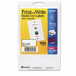 AVE05430 Print or Write Removable Multi-Use Labels, 3/4 x 1-1/2, White, 504/Pack By AVERY-DENNISON
