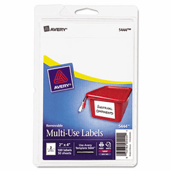 AVE05444 Print or Write Removable Multi-Use Labels, 2 x 4, White, 100/Pack By AVERY-DENNISON