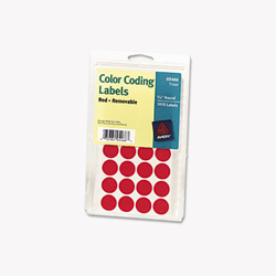 AVE05466 Print or Write Removable Color-Coding Labels, 3/4in dia, Red, 1008/Pack By AVERY-DENNISON