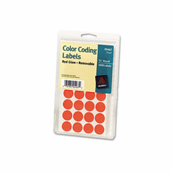 AVE05467 Print or Write Removable Color-Coding Labels, 3/4in dia, Neon Red, 1008/Pack By AVERY-DENNISON