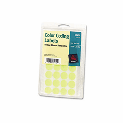 AVE05470 Print or Write Removable Color-Coding Labels, 3/4in dia, Neon Yellow, 1008/Pack By AVERY-DENNISON