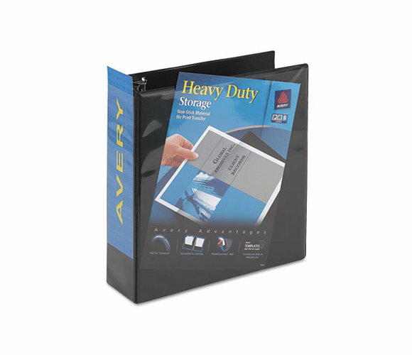 AVE05600 Nonstick Heavy-Duty EZ-Turn Ring View Binder, 3" Capacity, Black By AVERY-DENNISON