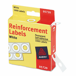 AVE05720 Hole Reinforcements, 1/4" Diameter, White, 1000/Pack By AVERY-DENNISON