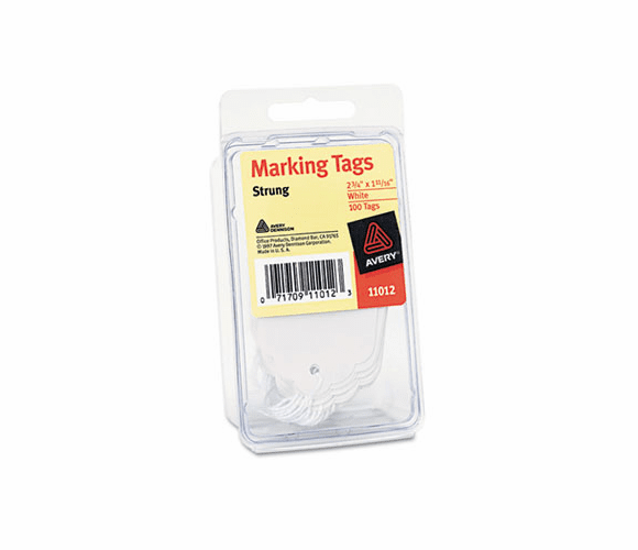 AVE11012 Marking Tags, 2 3/4 x 1 11/16, White, 100/Pack By AVERY-DENNISON