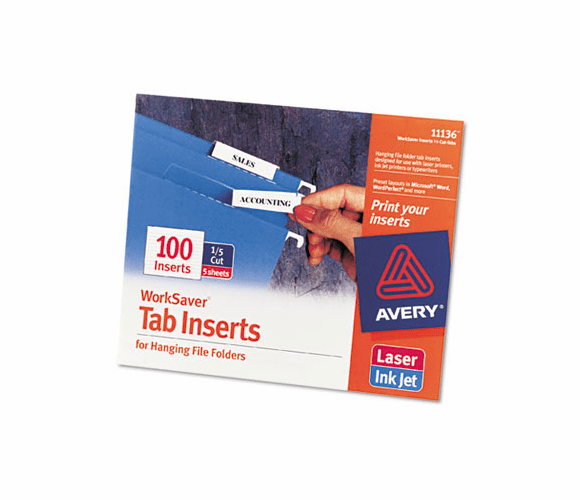 AVE11136 Printable Inserts for Hanging File Folders, 1/