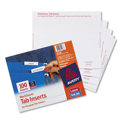 AVE11136 Printable Inserts for Hanging File Folders, 1/