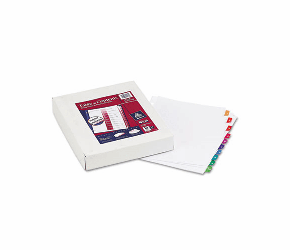 AVE11169 Ready Index Table/Contents Dividers, 10-Tab, 1-10, Letter, Assorted, 24 Sets/Box By AVERY-DENNISON